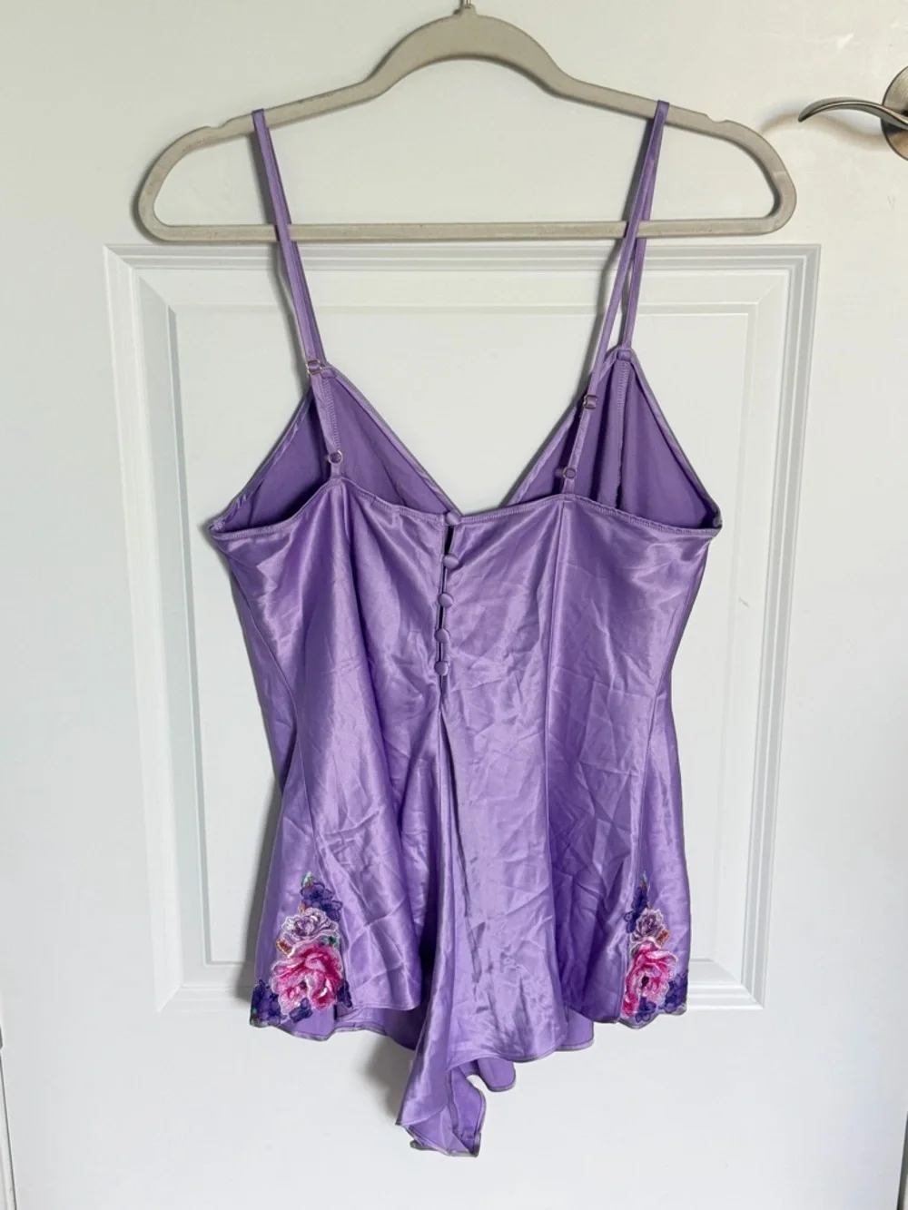 New! Victoria's Secret Lavender Floral Embroidered Stretchy Satin Romper 39540